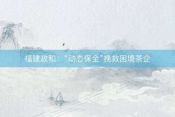 福建政和：“动态保全”挽救困境茶企