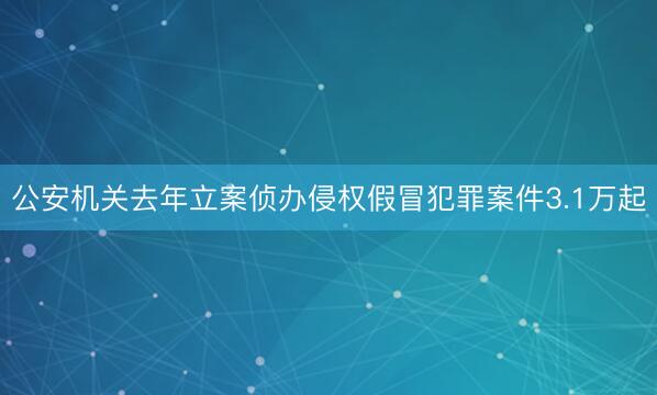 公安机关去年立案侦办侵权假冒犯罪案件3.1万起