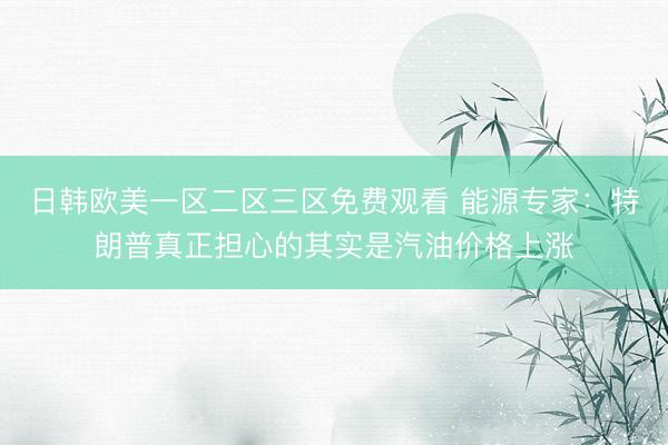 日韩欧美一区二区三区免费观看 能源专家：特朗普真正担心的其实是汽油价格上涨