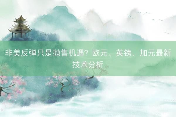 非美反弹只是抛售机遇？欧元、英镑、加元最新技术分析