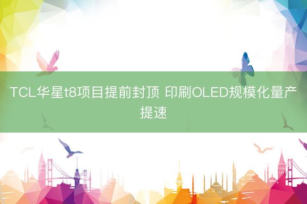 TCL华星t8项目提前封顶 印刷OLED规模化量产提速