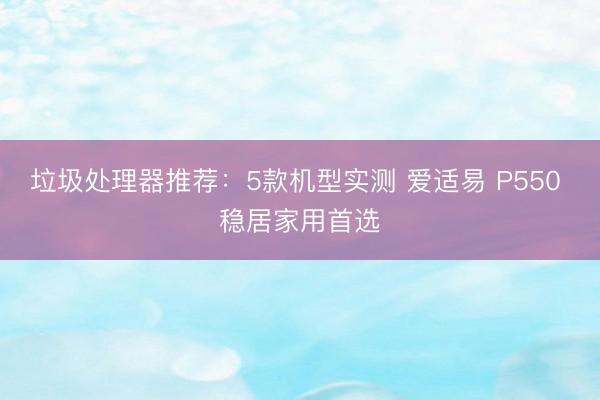垃圾处理器推荐：5款机型实测 爱适易 P550 稳居家用首选