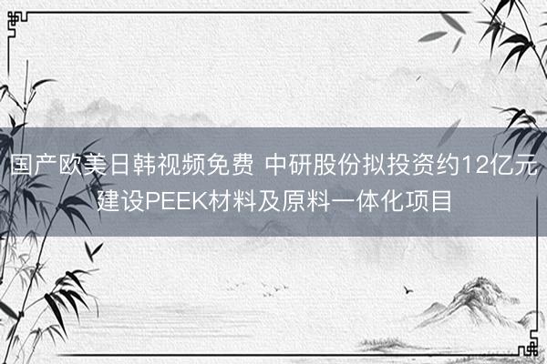 国产欧美日韩视频免费 中研股份拟投资约12亿元建设PEEK材料及原料一体化项目