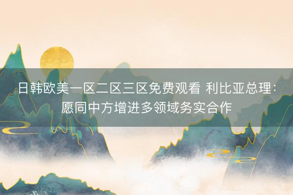 日韩欧美一区二区三区免费观看 利比亚总理：愿同中方增进多领域务实合作