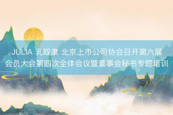 JULIA 乳奴隶 北京上市公司协会召开第六届会员大会第四次全体会议暨董事会秘书专题培训