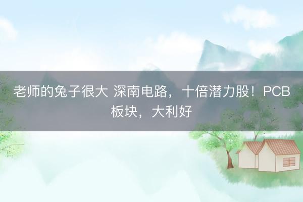 老师的兔子很大 深南电路，十倍潜力股！PCB板块，大利好