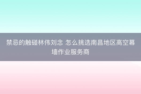 禁忌的触碰林伟刘念 怎么挑选南昌地区高空幕墙作业服务商