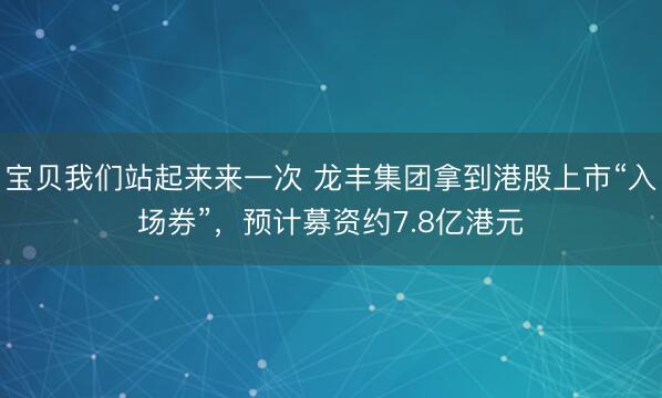 宝贝我们站起来来一次 龙丰集团拿到港股上市“入场券”，预计募资约7.8亿港元