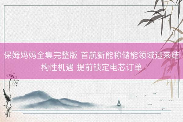 保姆妈妈全集完整版 首航新能称储能领域迎来结构性机遇 提前锁定电芯订单