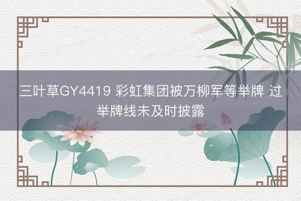 三叶草GY4419 彩虹集团被万柳军等举牌 过举牌线未及时披露
