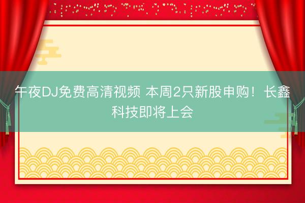 午夜DJ免费高清视频 本周2只新股申购！长鑫科技即将上会