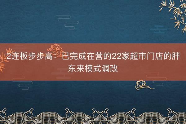 2连板步步高：已完成在营的22家超市门店的胖东来模式调改