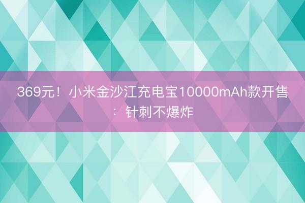 369元！小米金沙江充电宝10000mAh款开售：针刺不爆炸