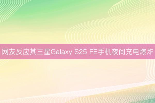 网友反应其三星Galaxy S25 FE手机夜间充电爆炸
