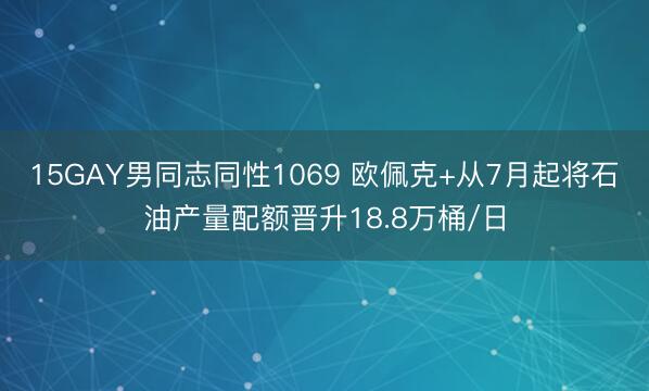 15GAY男同志同性1069 欧佩克+从7月起将石油产量配额晋升18.8万桶/日