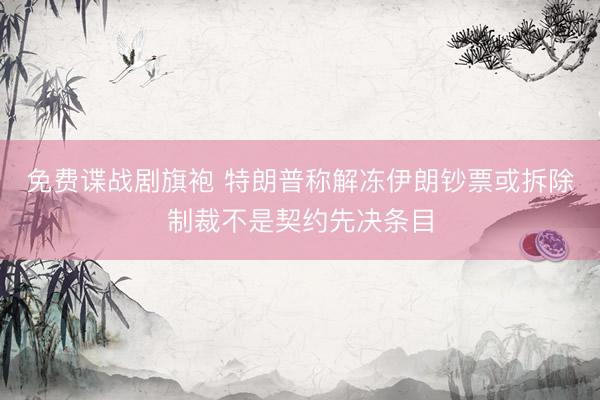 免费谍战剧旗袍 特朗普称解冻伊朗钞票或拆除制裁不是契约先决条目