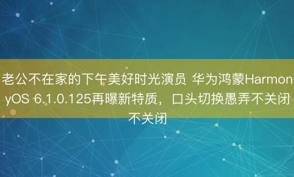 老公不在家的下午美好时光演员 华为鸿蒙HarmonyOS 6.1.0.125再曝新特质,口头切换愚弄不关闭