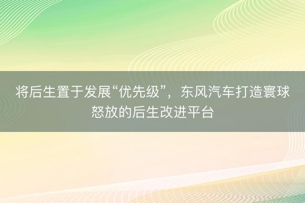 将后生置于发展“优先级”，东风汽车打造寰球怒放的后生改进平台